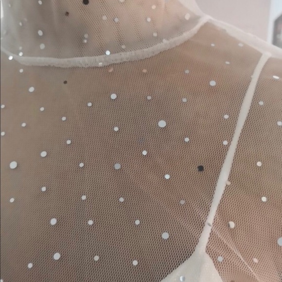 Sheer Sparkly Long Sleeve Mesh Transparent Top - Picture 4 of 8